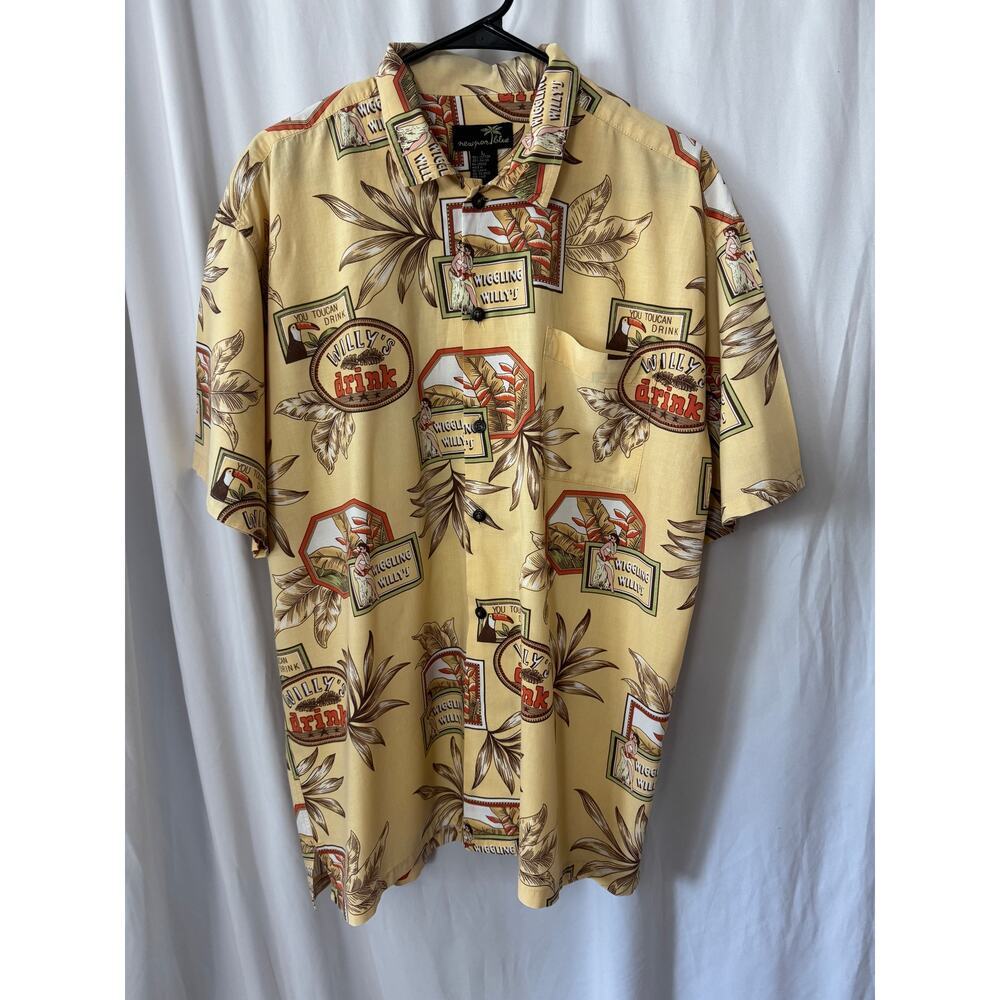 Newport Blue Hawaiian Button-Up Shirt - Size Large